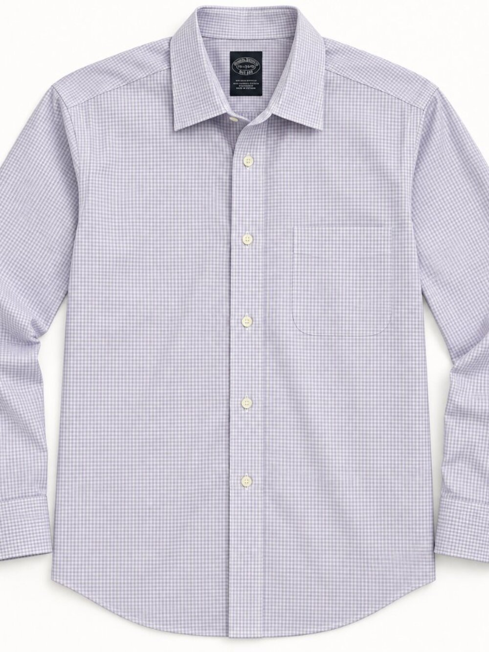 Brooks Brothers Lavender Check Shirt 18.5 34/35
